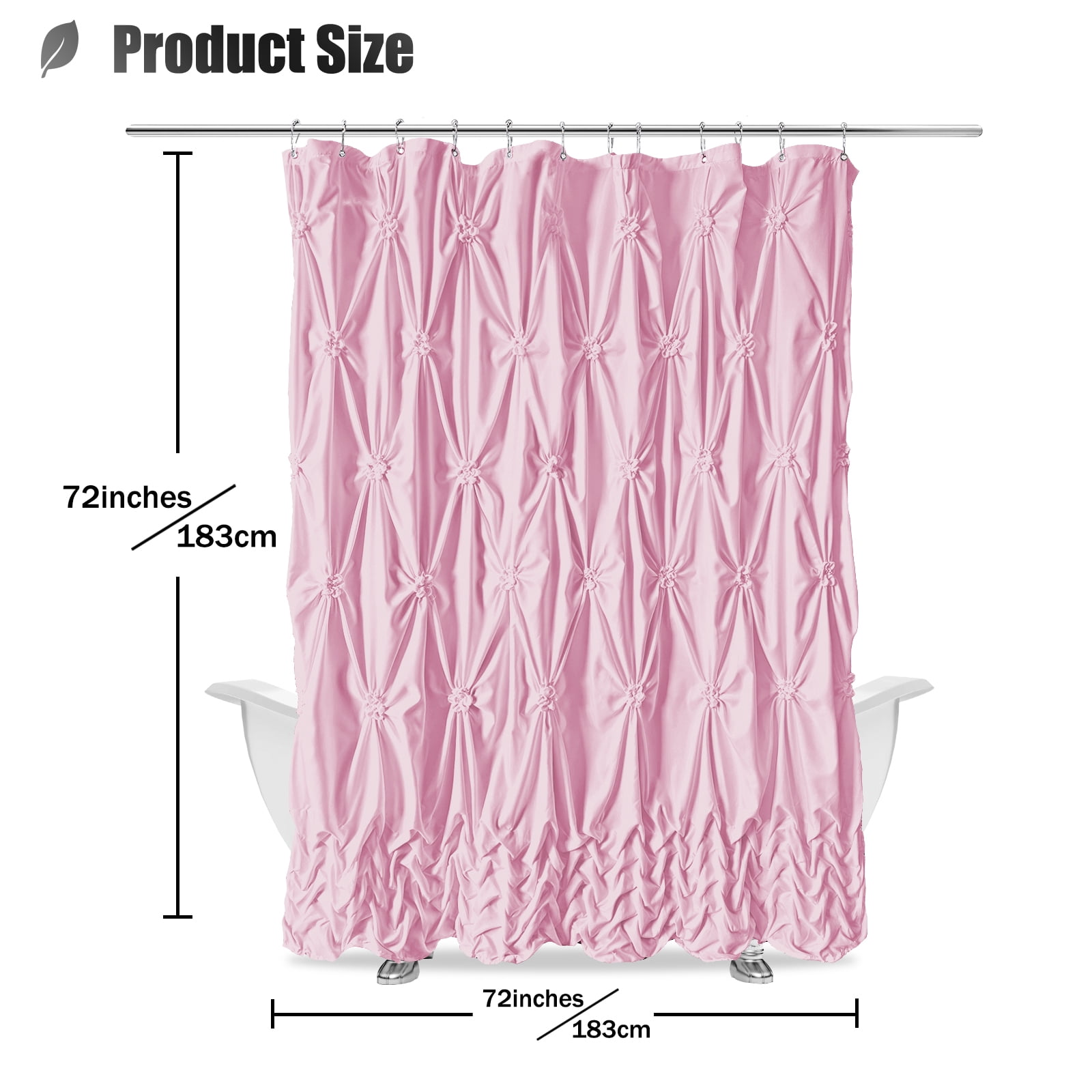 NixiYa Pink Shower Curtain Fabric Shower Curtain Boho Shower Curtains Chic Style 72" x 72"