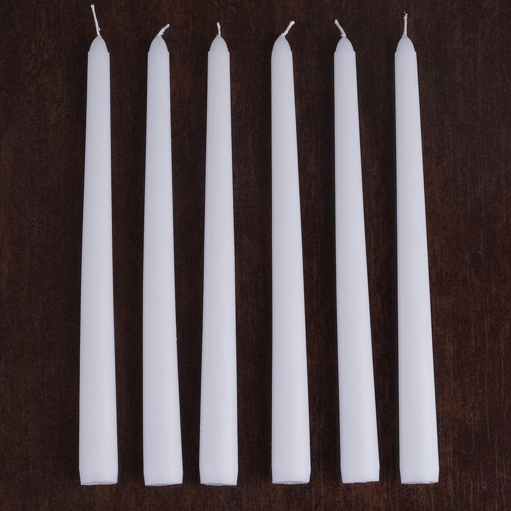 Efavormart 12 Pack Metallic White 10" Premium Wax Taper Candles