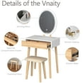 thumbnail image 2 of PULUOMIS Makeup Vanity Table Set with 3 Adjustable Lighted Mirror Small Vanity Desk with Drawer and Stool for Small Space Bedroom, 2 of 11