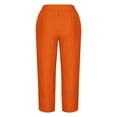 thumbnail image 5 of Diufon Plus Size Pants for Women Solid Color Capris Pants Linen Wide Leg Pants with Pockets, 5 of 5