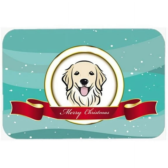 Caroline's Treasures Golden Retriever Merry Christmas Glass Cutting Board Large