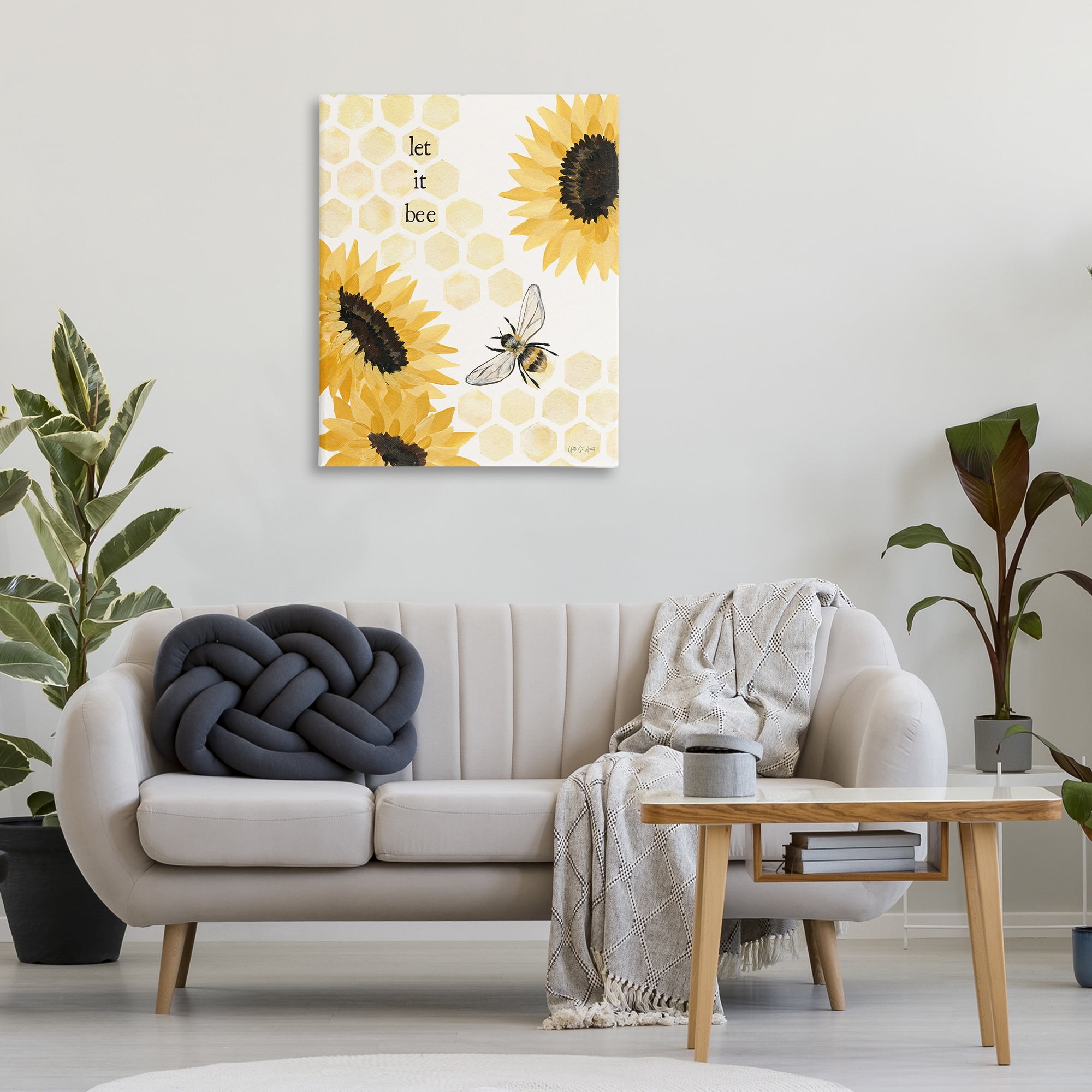 Stupell Industries Let It Bee Honeycomb Botanical & Floral Painting Gallery Wrapped Canvas Art Print Wall Art, 30 x 40