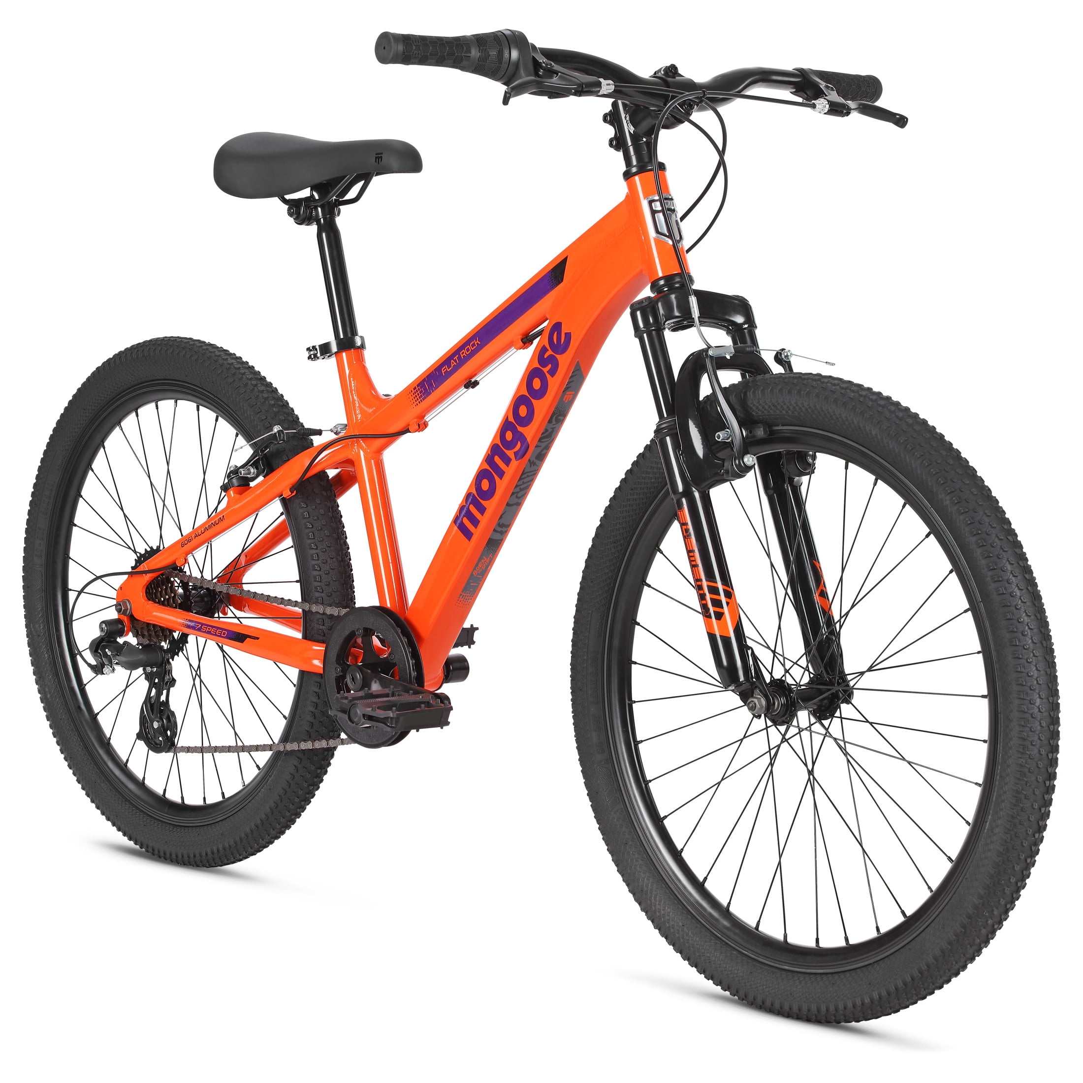 Mongoose Flatrock Mountain Bike, 24 Inch Wheels, Ages 10-15, Orange