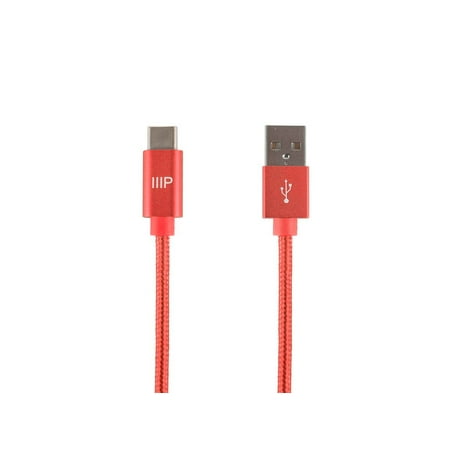 UPC: 0889028130612 | Monoprice Nylon Braided USB C to USB A 2.0 Cable – 3 Feet – Red | Type C  Fast Charging  Compatible With Samsung Galaxy S10/ Note 8  LG V20 and More – Palette Series