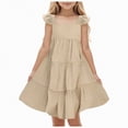 thumbnail image 1 of gdxvjhbj Robe Tutu pour Fille Robe Papillon pour Bébé Fille Tutu à Volants Sans Manches Robes Robe de Fête 5T 6T (Kaki,5-6 Ans), 1 of 9