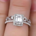 thumbnail image 4 of Rag Jewels 3.00 Ctw Emerald Cut White Diamond Wedding Anniversary Engagement Bridal Set Ring 14K White Gold Plated 925 Sterling Silver 925 Sterling Silver -7, 4 of 5