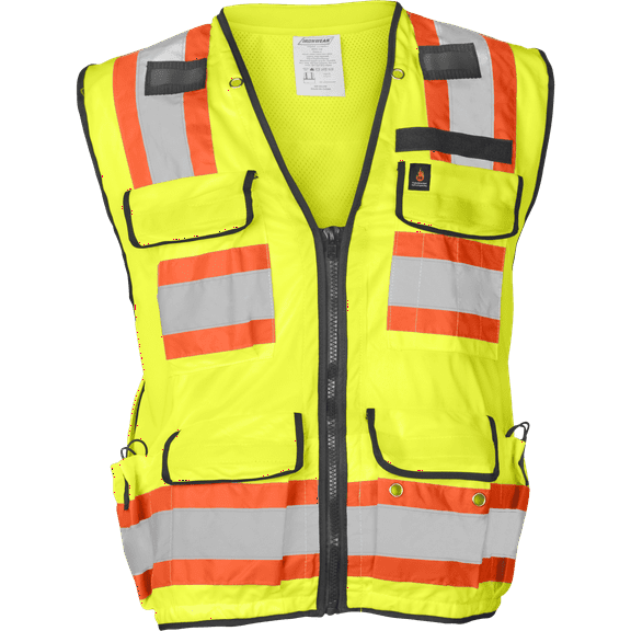Ironwear 1278 Class 2 Flame-Retardant Safety Vest w/ Zipper & Radio Clips