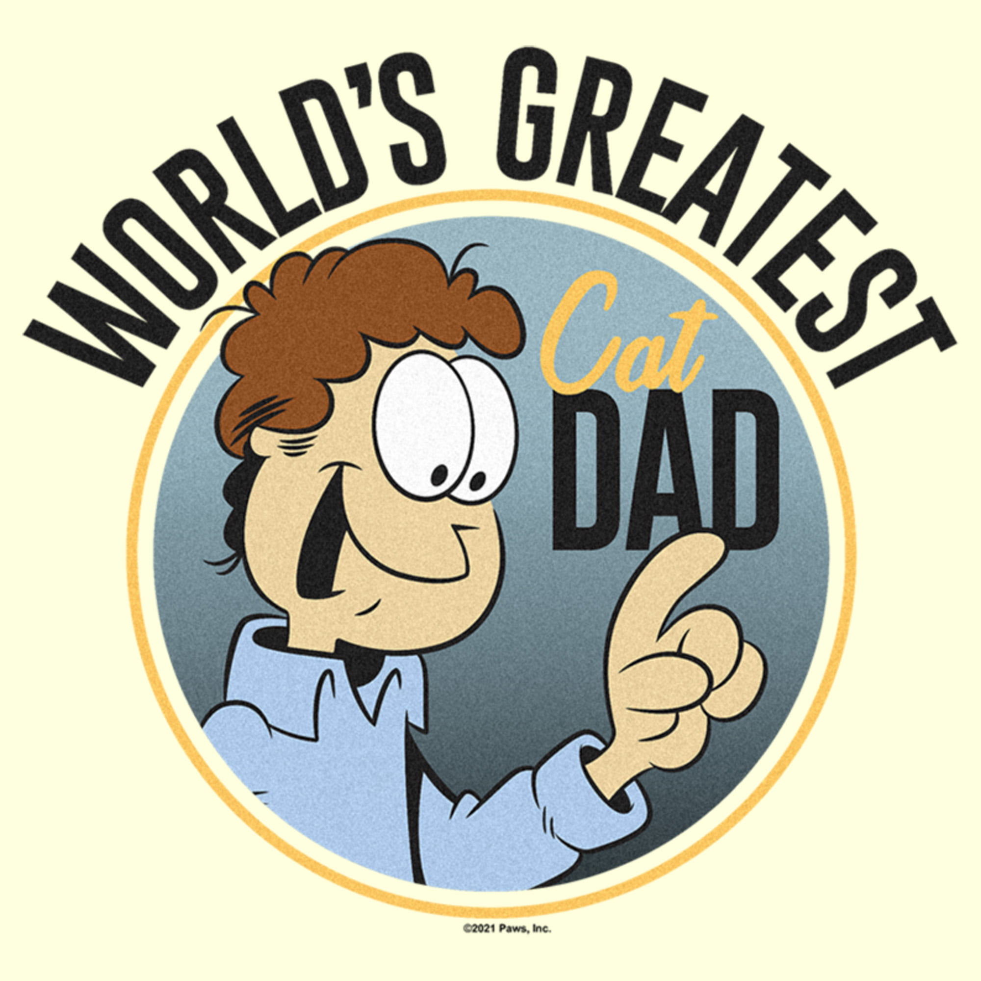 Men's Garfield World's Greatest Cat Dad Jon Arbuckle Graphic Tee Beige  Medium 