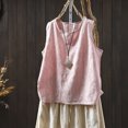 thumbnail image 4 of Women's Cotton Linen Sleeveless Camisole Tank Top With Pocket Pink M, 4 of 4