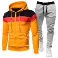 thumbnail image 2 of Men Workout Sweatsuits Sets, Men's Tracksuits 2 Piece Casual Athletic Jogging Outfits Gym Training Wear Sweatshirt Jogger Sweatpants Warm Sports Suit (XL,Yellow), 2 of 4