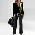 thumbnail image 2 of Rinsvye Women 2 Piece Outfits Casual Long Sleeve Top Loose Wide Leg Pants Trousers Two Piece Set Suit Rompers With Train For Women Two Piece Leather Suit Womens Snow Apparel Sequin Suits For Women Pan, 2 of 4