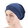 thumbnail image 2 of LEEYNEER1pc Female Nightcap Double-layer Night Hat Multi-function Night Sleeping Head Cover Dark Blue, 2 of 6