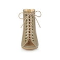 thumbnail image 6 of BLISSFUL STEP Women's Peep Toe Lace Up Block Heel Ankle Boots, 6 of 7