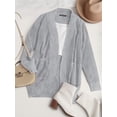 thumbnail image 6 of Women'S Long Sleeve Open Front Chunky Knit Draped Sweaters Outwear Light Gray L, 6 of 9