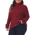 thumbnail image 4 of Agnes Orinda Women's Plus Size Halloween Outfits Sweater Cable Knit Turtle Neck Long Sleeve Ribbed Cuff Fall Winter Chunky Pullover Sweaters 3X Burgundy, 4 of 6