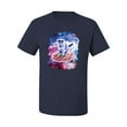 thumbnail image 2 of Wild Bobby, Cute Trippy Space Cat Riding Pizza, Animal Lover, Men Graphic Tees, Navy, 3XL, 2 of 3