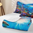 thumbnail image 4 of jejeloiu Colorful Ocean Coral Twin Quilt Set,Dolphin Fish Print Twin Coverlet Set For Boys,Multicolor Blue,2-Piece, 4 of 7