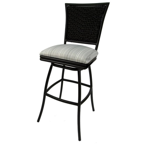 Outdoor Counter Patio Bar Stool 30" Erin Armless - Natural (Cream) Fun - Black
