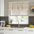 thumbnail image 4 of 2 Pack Japanese Valances for Windows Bedroom Living Room Window Treatments, Beige Farmhouse Retro Floral Leaf Pattern Rod Pocket Valance Drapes Short Kitchen Curtains Over Sink 42"x12", 4 of 8