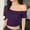 New/Purple, variant on Otvok Womens New Short-Sleeved Off-The-Shoulder Casual Tops Skew Collar Blouses