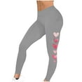 thumbnail image 5 of Feancey On Sale Sales Today Valentines Day High Waisted Leggings for Women Stretch Tummy Control Workout Tights Heart Letter Print Stretchy Sport Yoga Pants Gray S, 5 of 7