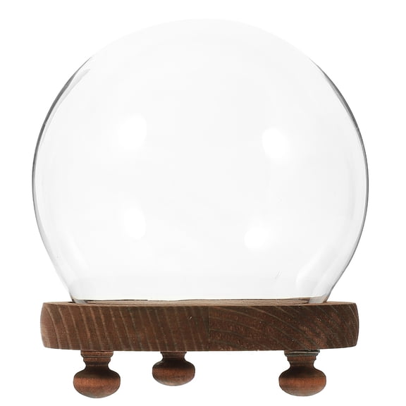 LOLIPPYY Glass Globe Display Dome with Wooden Base, Keepsake Jar for Giving, 1 Set Decorative Showcase