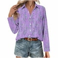 thumbnail image 4 of Uoodti Button Down Shirts for Women Free Wrinkle Long Sleeve Dressy Floral Printed Blouses Business Gift Casual Work Tops Fall Fa shion, 4 of 5