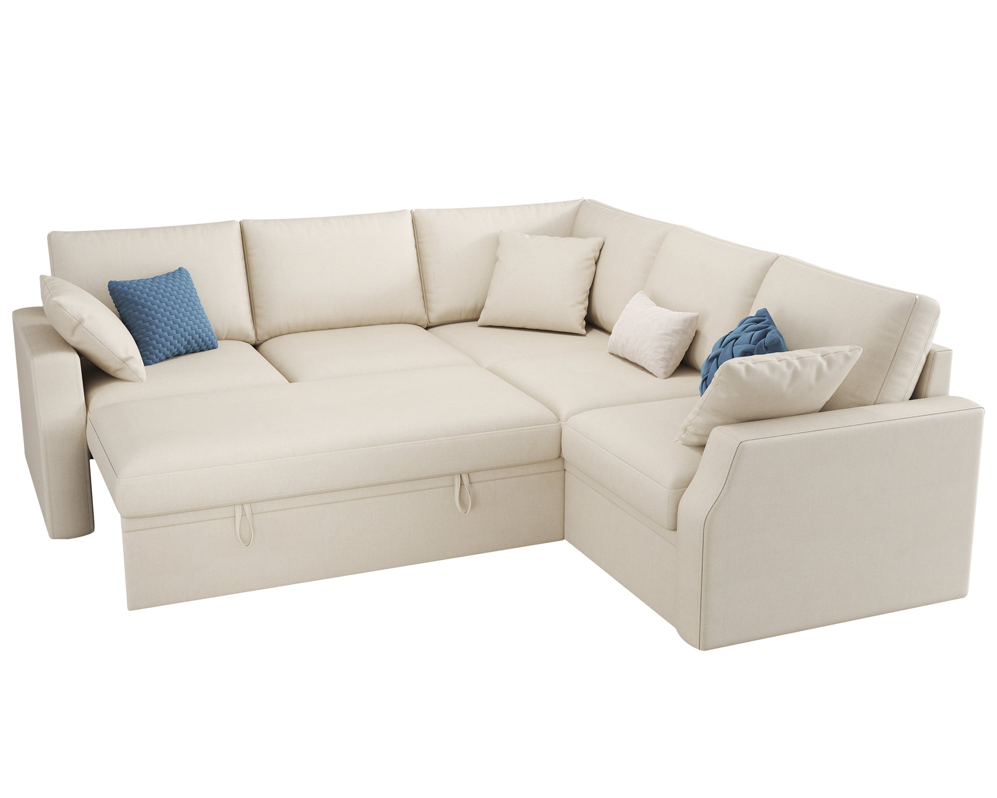 VanAcc 85" Sleeper Sofa Bed, Reversible L-Shape Sectional with Storage