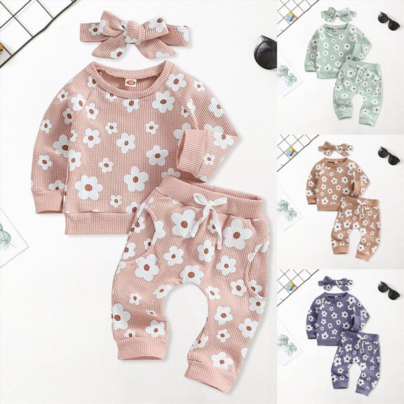 Baby Girl Fall Winter Outfits Toddler Clothes Cute Sweatshirts and Joggers Pants 2 Piece Set 6-24 Months 2T 3T 4T 5T 6T Kids Khaki,18-24 Months