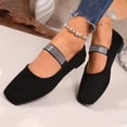 thumbnail image 3 of Xucatan Women's Fashionable Velvet Mary Jane Flats with Rhinestone Embellished Strap, Pointed Toe Slip-On Shoes with Cushioned Insole, Flexible Non-Slip Sole Comfortable Flats Gift, 3 of 9