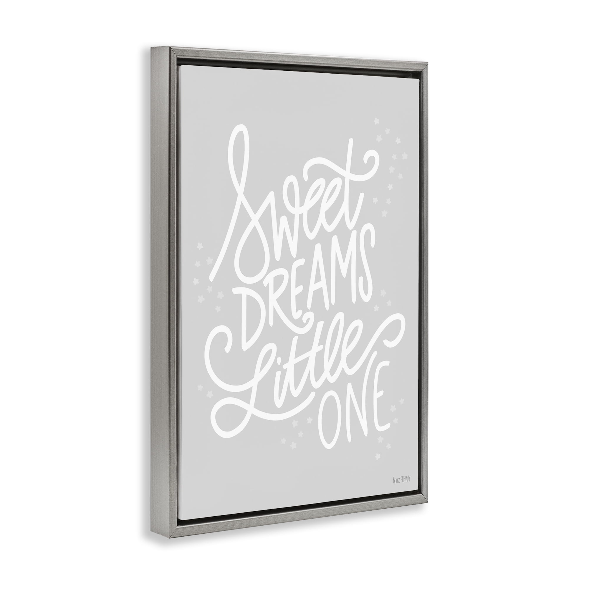 Stupell Industries Sweet Dreams Little One Typography Painting Gray Floater Framed Art Print Wall Art, 17 x 25