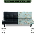 thumbnail image 5 of ZIATUBLES Flower Aqua Armless Futon Sofa Cover, Stretch Elastic Couch Slipcover Dustproof Furniture Protector Machine Washable Sofa Bed Cover for Living Room Bedroom, 5 of 9
