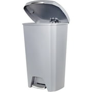 Hefty Kitchen Trash Can, 12.1 Gallon Plastic Step Garbage Bin with Soft Close Foot Pedal Lid, Gray