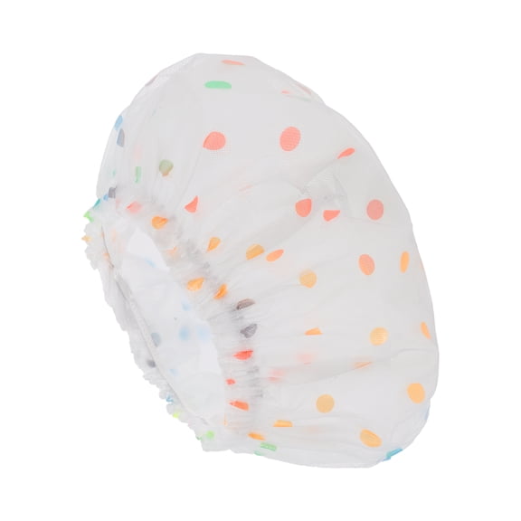 Unique Bargains 1 Pc Women Dots Pattern Shower Cap for Bathroom Business Travel Vacation Hotel Assorted Color Yarn PEVA