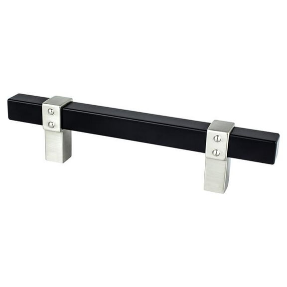 96 mm Center to Center Rivet Rebel Cabinet Pull, Matte Black Bar & Brushed Nickel