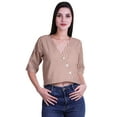 thumbnail image 1 of Moomaya Womens Printed Cotton V-neck Crop Top Elbow Sleeve Summer Clothing Boho Blouse, 1 of 7