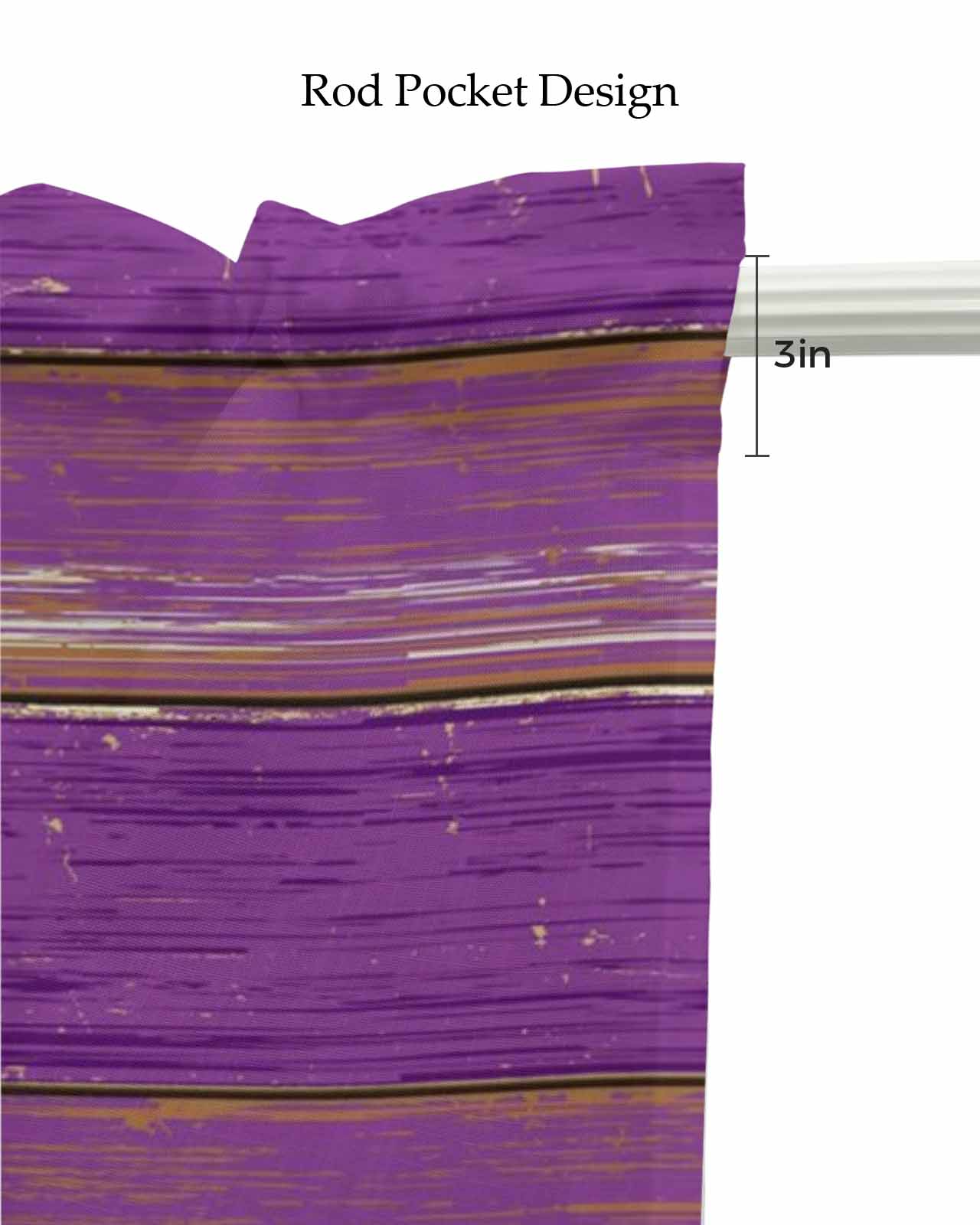 Purple Wood Grain Kitchen Valances for Windows Farmhouse Linen Window Valance Curtain for Living Room Window Treatment Farmhouse Plank Retro Country Valance Rod Pocket Topper Drape, 42 x 18 Inch