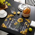 thumbnail image 3 of Black Sunflowers Placemats Set of 6, Vintage Garden Floral Bees Farmhouse Placemats for Dining Table, Place Mats for Kitchen Tabletop, Waterproof Wipeable Dining Table Mats Set, 3 of 9