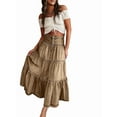 thumbnail image 2 of Women'S Bohemian Maxi Dress, Ruffled High Waist Flowy Tiered Ruffle A-Line Long Beach Dress Dark Brown L, 2 of 7