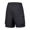 thumbnail image 4 of Men's Woven Cargo Shorts, Elastic Drawstring Waist Shorts with Side Cargo Large Pockets and Casual Fit Outdoor Hiking Everyday Wear Black S, 4 of 9
