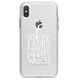 thumbnail image 1 of DistinctInk Clear Shockproof Hybrid Case for iPhone X / XS (5.8" Screen) - TPU Bumper Acrylic Back Tempered Glass Screen Protector - Sorry Ladies I'm In The Night's Watch, 1 of 5