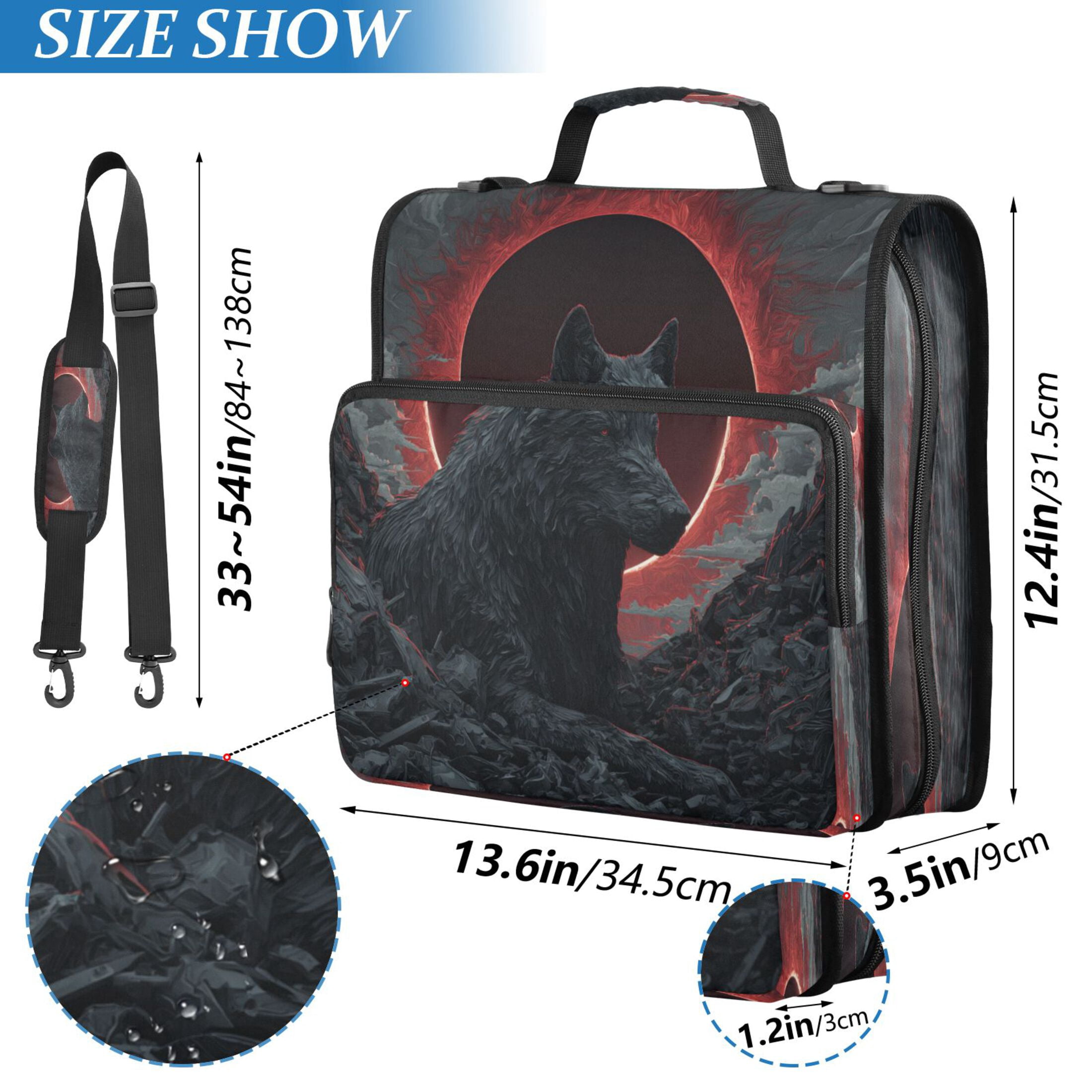 Zipper Binder 3 Rings Stationery Office Files Daily Organizer File Folder Storage Bag Red Sun Lone Wolf