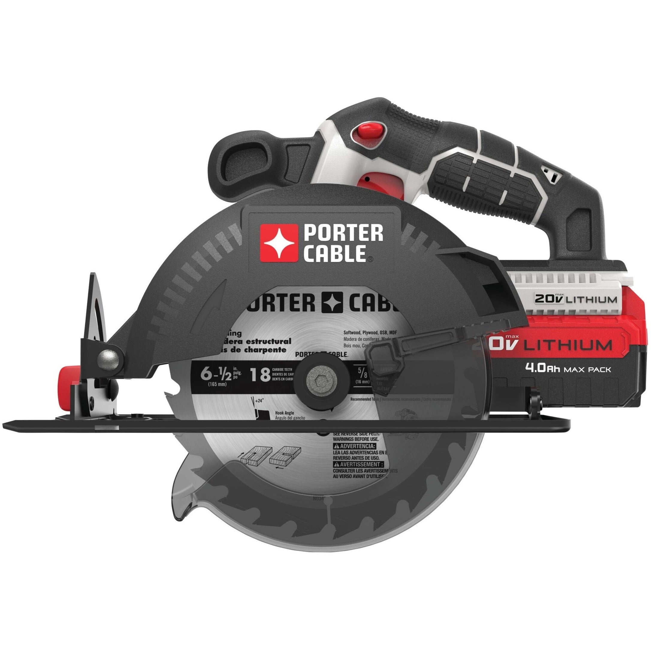PORTER CABLE 20V MAX Lithium-Ion 6.5-Inch Cordless Circular Saw (Bare Tool / Battery Sold Separately), PCC660B