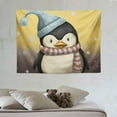 thumbnail image 4 of GOSMITH  Cartoon Tapestry, Sleepy Penguin in Hood Ready to Bed Happy Dream Cartoon Art, Wide Wall Hanging for Bedroom Living Room Dorm, Yellow White Grey, 4 of 7