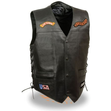Milwaukee Leather Event Mens Side Lace Live to Ride Pre-Patched Vest