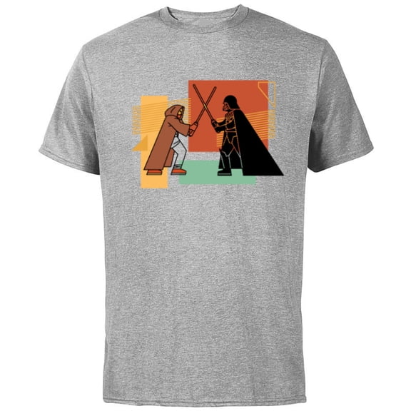 Star Wars Obi-Wan Kenobi Darth Vader Duel Cartoon - Short Sleeve Cotton T-Shirt for Adults - Customized-Athletic Heather