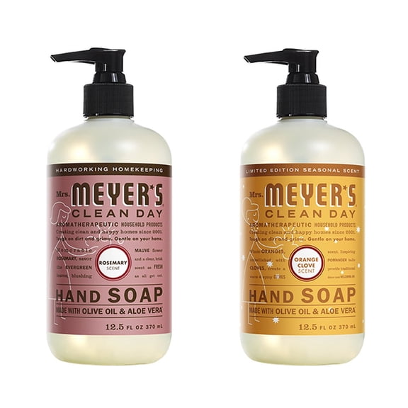 Liquid Hand Soap, Cruelty Free and Biodegradable Formula, 1 Pack Rosemary, 1 Pack Orange Clove, 12.5 OZ each