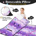 thumbnail image 3 of Purple Butterfly Flower Pattern Teens Toddler Nap Mat with Pillow, Sleeping Mat Bag for Preschool Daycare 60"x20", 3 of 6