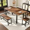 thumbnail image 2 of 5Pcs Dining Table Set for 4-8 People, 63 in Large Extendable Kitchen Table Set with 2 Benches and 2 Square Stools, Modern Dining Room Furniture Sets, Easy Assembly, Espresso, 2 of 9
