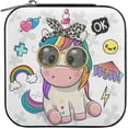 thumbnail image 2 of SKYSONIC Unicorn Travel Jewelry Box PU Leather Jewelry Organizer Ideal Gift for Women Girls, Portable Mini Jewelry Travel Case for Stud Earrings Rings Necklaces Bracelets, 2 of 7